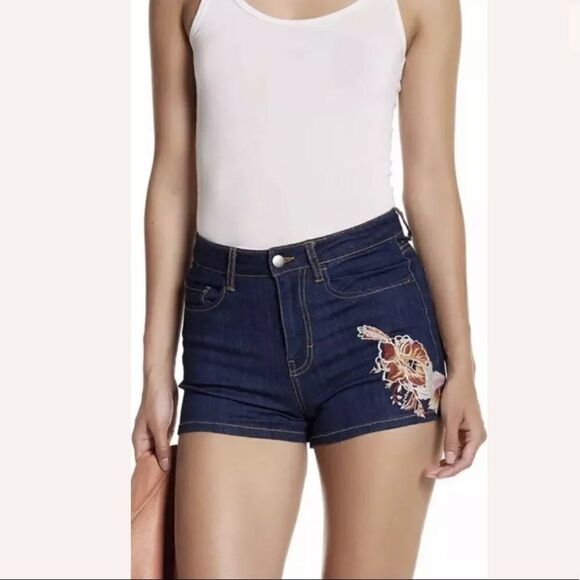 Abound High Rise Denim Jean Shorts 29 Floral - Picture 5 of 5